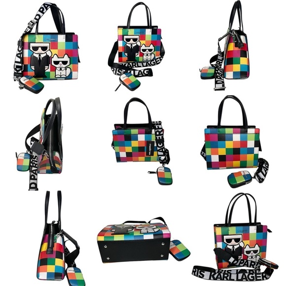 Karl Lagerfeld Paris Maybelle Satchel Multicolor Handle Crossbody Strap Bag (BN) - Picture 3 of 16
